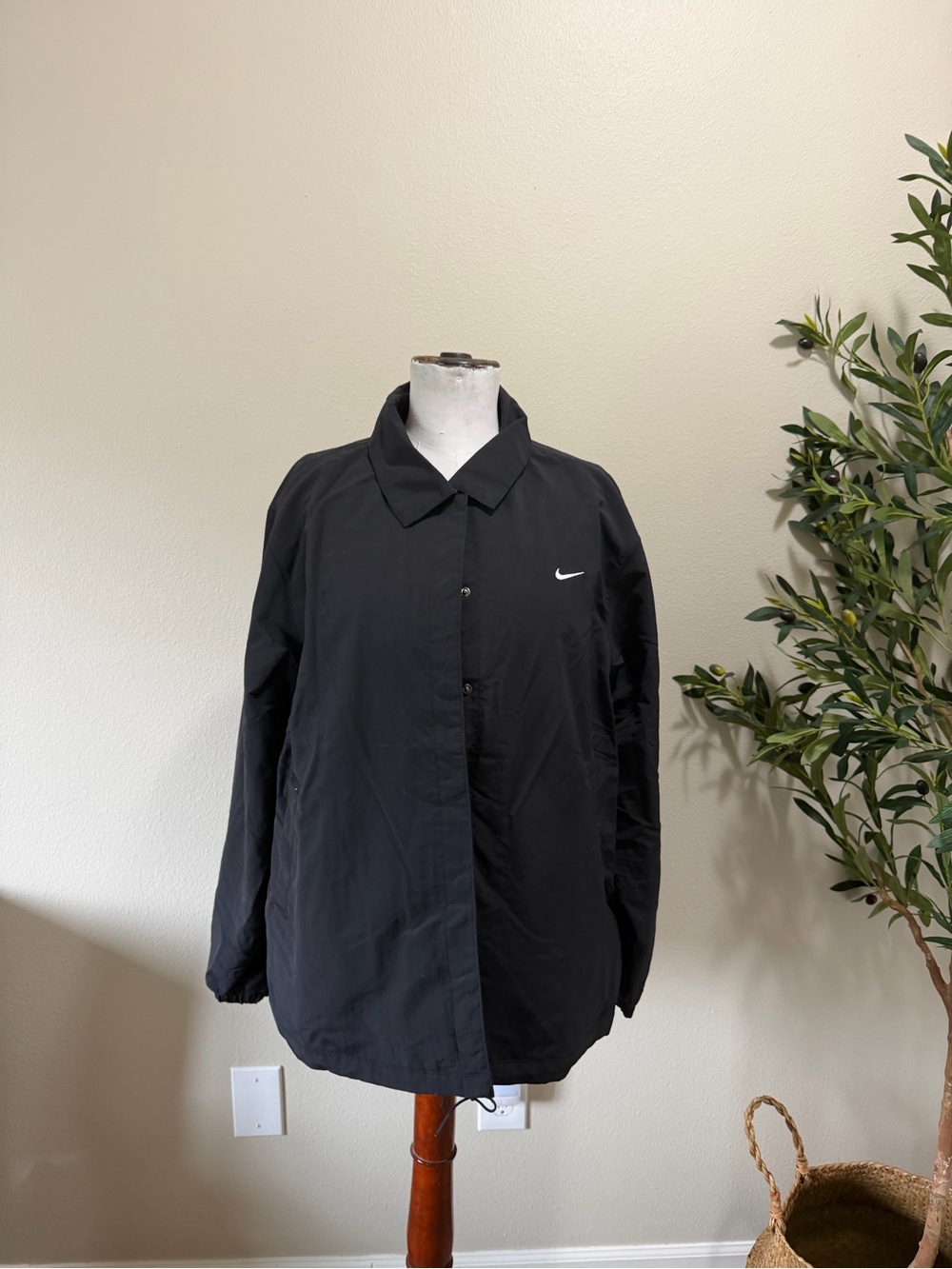Nike Black Snap-Front Coach Jacket